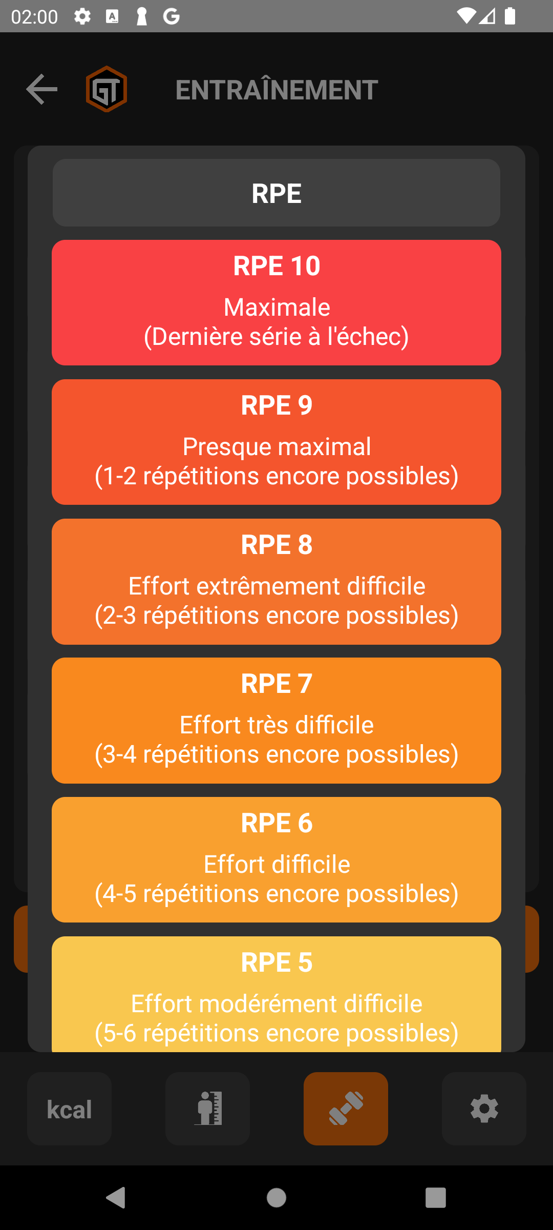 Notes et RPE