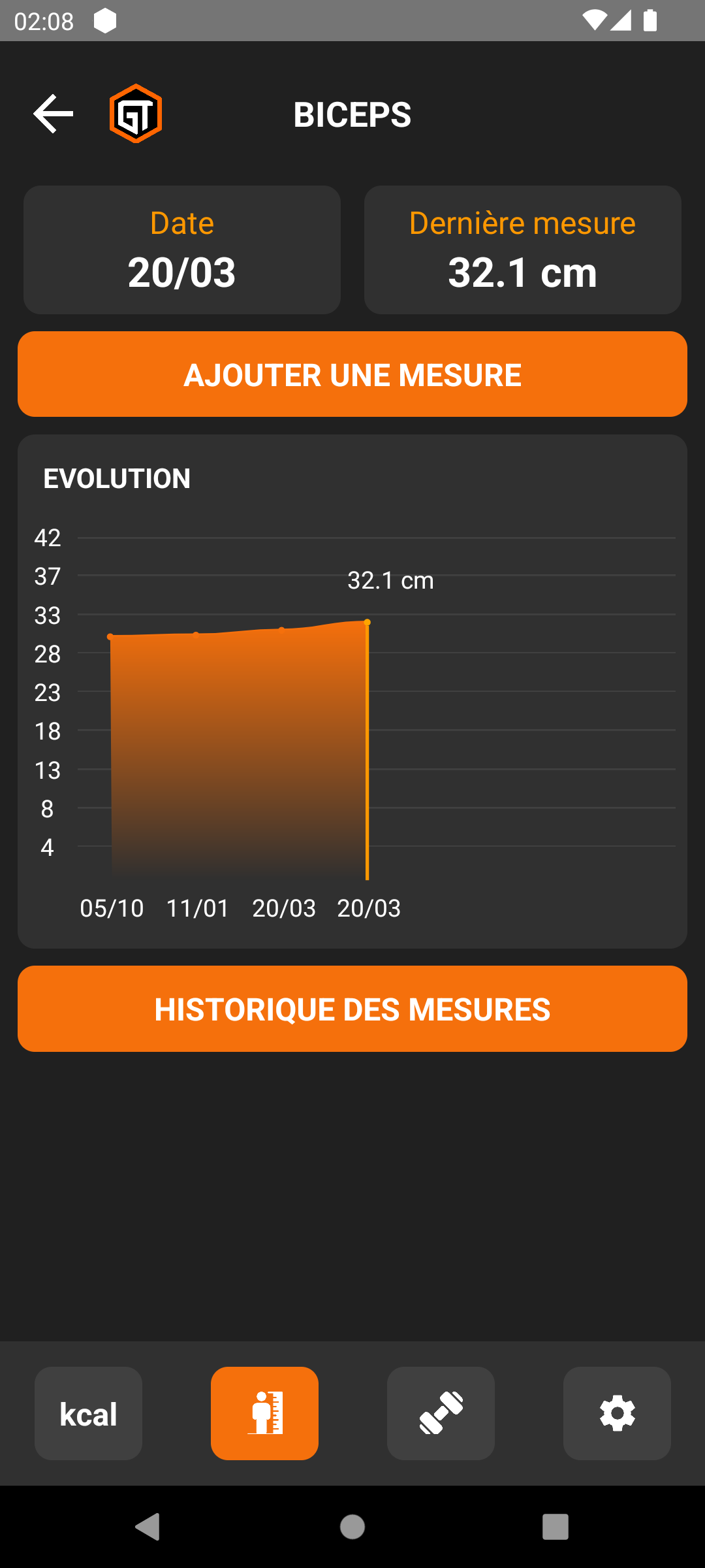 Suivi des mensurations